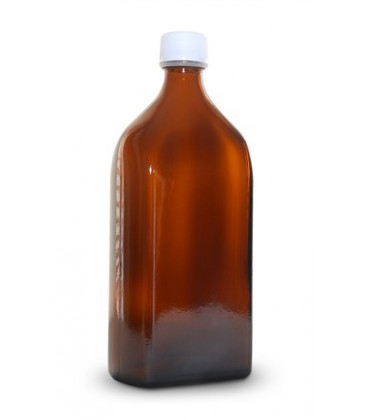 Glass bottle brown square with stopper 500 ml